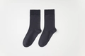 Pair of dark grey ribbed crew socks for men made from breathable cotton blend fabric - One Size / Dark Gray