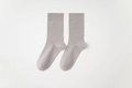Men's light grey mid-calf cotton crew socks featuring premium ribbed knit texture - One Size / Dark Khaki