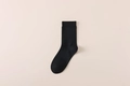 Classic black crew socks for men with ribbed cuffs in high-quality cotton blend material - One Size / Black