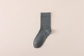 Classic heather grey crew sock for men with premium cotton knit and ribbed cuffs - One Size / Medium Grey