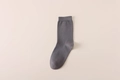 Classic grey cotton crew socks for men with fine knit texture and minimalist design - One Size / Dark Gray
