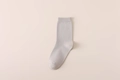 Classic light grey crew cotton sock with ribbed cuffs and fine knitted texture - One Size / Dark Khaki