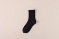 Calcetines clásicos negros de algodón media caña para hombre con puños acanalados - Negro
