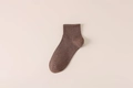 Breathable brown cotton crew socks for men with ribbed cuffs and soft knit texture - One Size / Brown