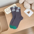 Calze grigio scuro stile giapponese con punta verde e motivo a nuvola stone - Taglia unica / grigio scuro