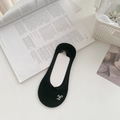Calcetines invisibles negros para mujer con lazo plateado y ajuste antideslizante - Talla única / Negro