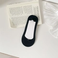 Calcetines invisibles minimalistas de seda de hielo negra con bordes ondulados - Negro