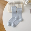 Chaussettes en modal bleu clair à maille côtelée et motifs ajourés pour femmes - Bleu clair