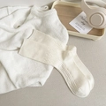 Calze da donna bianco panna in maglia a trecce con texture invernale e bordo a coste - Bianco
