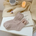 Calze in pile corallo marrone chiaro con fiocco 3D per il caldo comfort invernale - Tè al latte