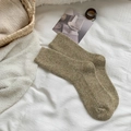 Dicke gerippte Wollmischsocken in Haferflocken-Beige für warmen Winterkomfort - Olivgrün