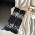 Scaldamuscoli in maglia con motivo Fair Isle bianco e nero per stivali e leggings - Taglia unica / Nero