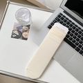 Minimalist cream white ribbed mid-calf combed cotton socks for women with brand tag - Off White