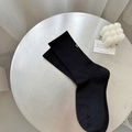 Calze classiche in cotone nero a costine con logo a lettere bianche sul lato - Taglia unica / Nero