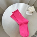 Calze rosa acceso con trama a costine e ricamo della lettera DO ricamata - Taglia unica / Rosa Scuro