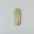 Thick light green cotton low-cut ankle sock with towel bottom and stripe detail - Mustard Green