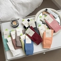 Set bunte Baumwoll-Stricksocken in verschiedenen Unifarben für Damen Wintermode - Einheitsgröße / Gemischte Farben