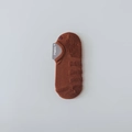 Dark brown cushioned low cut sport socks with silicone non-slip grip and cotton blend fabric - One Size / Caramel