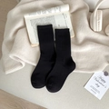 Classic black ribbed crew socks for women made of premium combed cotton for daily wear - One Size / Black