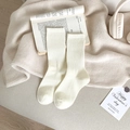 Creamy white ribbed mid-calf sports socks made of combed cotton for a soft lifestyle look - One Size / White