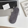 Dark grey cotton low cut no show sock for men with durable ribbed cuff and knit texture - One Size / Dark Gray
