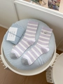 Chaussettes en coton à rayures lavande avec talon contrasté et étiquette Serendipity - Taille unique / Bord-côte Violet Contrasté