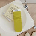 Mustard yellow knit crew socks for women with premium cotton texture and paper card packaging - Grass Green