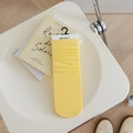 Bright yellow mid-calf cotton socks with stylish velvet texture and natural folds - Yellow