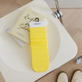 Solid bright yellow cotton mid-calf socks for women with a comfortable velvet texture - Bright Yellow