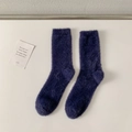 Calcetines de forro polar coral violeta oscuro para hombre, gruesos y cálidos de felpa - Talla única / Azul Marino