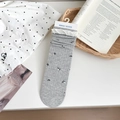 Grey floral mid-calf socks with white ruffle trim and sweet bow in Japanese style - Grey Small Floral