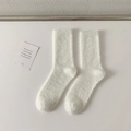 Calcetines gruesos de forro polar de visón blanco sólido térmicos de invierno - Talla única / Blanco Crema