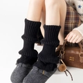 Schwarze gestrickte Beinstulpen für Damen im herbstlichen Rippstrick-Design - Einheitsgröße / Schwarz