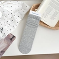 Japanese style gray knit mid-calf socks with delicate white bow embroidery details - Gray with Bowknot