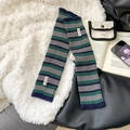 Calentadores de punto KIKI SOX con rayas verdes, grises y azul marino para mujeres - Talla única / Verde Grisáceo