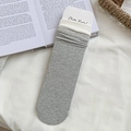 Grey ribbed crew socks with white double cuffs and vertical stripes for women - One Size / Light Grey White Top