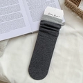 Japanese style dark grey ribbed crew socks with light grey contrast cuffs and paper tag - One Size / Dark Gray