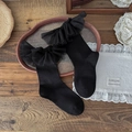 Calze nere stile Lolita con volant in pizzo a doppio strato e design retrò vintage - Nero