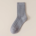 Calcetines de hombre gris oscuro en mezcla de algodón con textura acanalada - Talla única / Gris claro