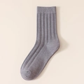 Calcetines de hombre media pantorrilla en gris clásico con textura de canalé - Talla única / gris oscuro