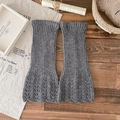 Jambières en tricot gris avec dentelle ajourée et finitions en maille côtelée - Taille unique / Gris foncé