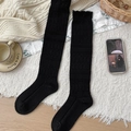 Chaussettes hautes en laine noire avec dentelle et tricot chaud pour bottes style JK - Taille unique / Noir