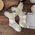 Calze Lolita color crema con balze in pizzo multistrato e un'estetica vintage retrò - Beige