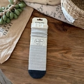 Baby girl white and grey striped wool socks with delicate white lace ruffle trim edges - Grey White Fine Stripes