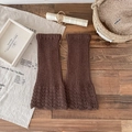 Jambières tricotées marron foncé avec dentelle ajourée délicate style vintage - Taille unique / Café