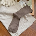 Thick dark chocolate brown wool blend socks with vertical ribbing and warm knit texture - One Size / Dark Coffee