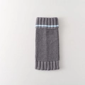 Grey waffle knit leg warmers with light blue stripe and ribbed cuffs in JK style - One Size / Gray