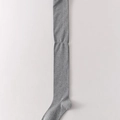 Thick wool over-the-knee socks in grey ribbed knit for winter warmth and comfort - Light Gray