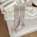 Dicke Wollsocken für Damen in Haferflockenfarbe mit Strickmuster für warme Wintertage - Einheitsgröße / Dunkelbeige