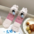 Calze in pile beige e rosa con muso di animale 3D per il calore invernale - Taglia unica / Koala Rosso